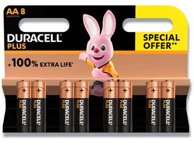 Batteri, AA, 1.5 V, 8 stk, Duracell Plus Power