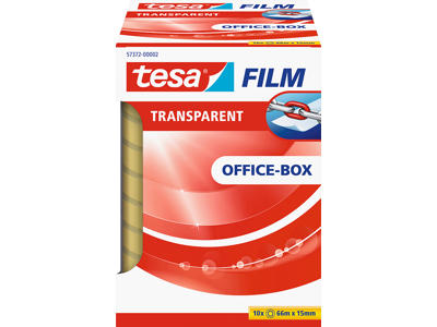 Tape, 15mm x 66m, 10 ruller, Transparent, Tesa Tesafilm 57372