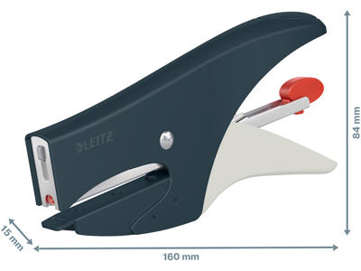 Hæftetang, 15 ark, Fløjlsgrå, Klamme P2 og No. 10, Leitz Cosy 5004