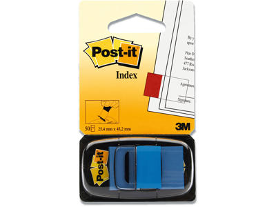 Indexfaner, Neon blå, 50 stk, 4.3x2.5 cm, Post-it Index 