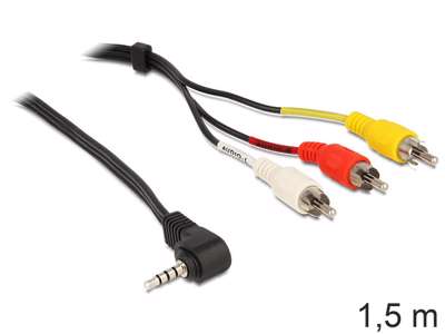 DeLOCK 84504 videokabel adapter 1,5 m 3.5mm 3 x RCA Sort