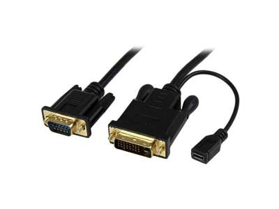 StarTech.com DVI2VGAMM3 videokabel adapter 0,9 m VGA (D-Sub) DVI-D + USB Sort