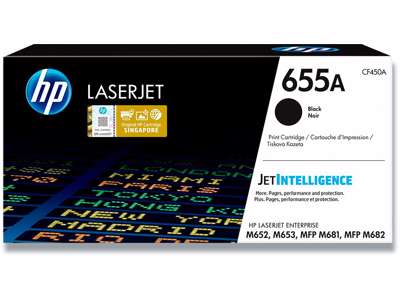 Toner, 655A, Black-sort, 12.500 sider, HP CF450A