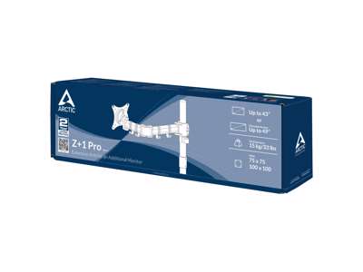 ARCTIC Z+1 Pro Gen 3 skærmbeslag og -stativer 124,5 cm (49") Skrivebord Sort, Satin stål