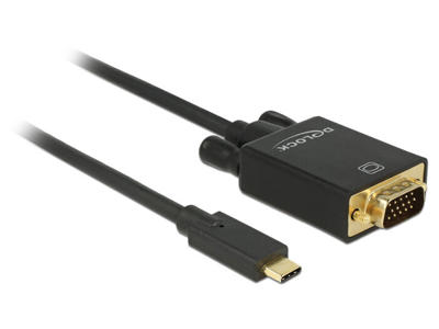 DeLOCK 85263 videokabel adapter 3 m USB Type-C VGA (D-Sub) Sort