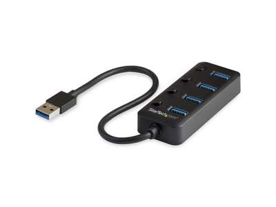 StarTech.com HB30A4AIB interface hub USB 3.2 Gen 1 (3.1 Gen 1) Type-A 5000 Mbit/s Sort