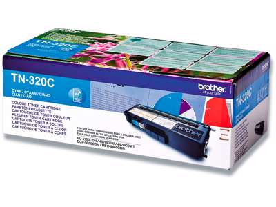 Toner, TN320C, Cyan-blå, 1.500 sider, Brother 