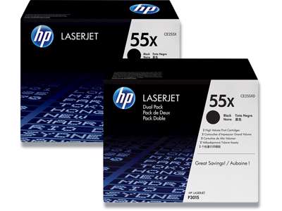 Tonere, 55X, Black-sort, Dual pack, HP CE255XD