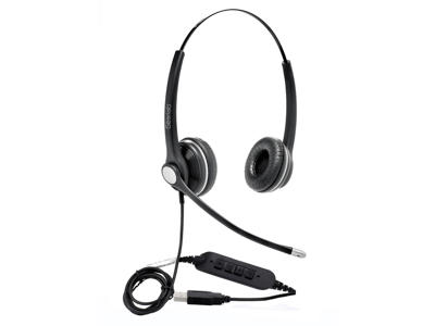 eSTUFF GLB240400 hovedtelefoner/headset Ledningsført Kontor/Callcenter USB Type-A Sort