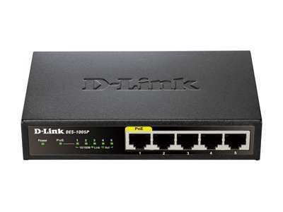 D-Link DES-1005P Ikke administreret L2 Fast Ethernet (10/100) Strøm over Ethernet (PoE) Sort