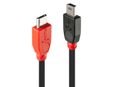 Lindy 31717 USB-kabel USB 2.0 0,5 m Mini-USB B Micro-USB B Sort, Rød