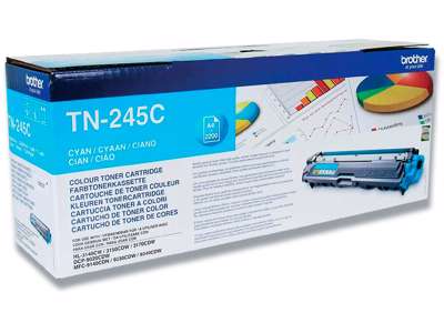 Toner, TN245C, Cyan-blå, 2.200 sider, Brother 