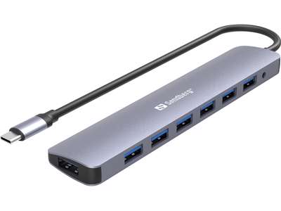 Sandberg 136-40 interface hub USB 3.2 Gen 1 (3.1 Gen 1) Type-C 5000 Mbit/s Grå