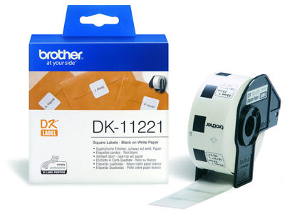 Labeltape, Firkantede etiketter, 23 x 23 mm, 1 rulle, Brother P-Touch DK-11221