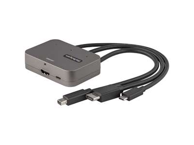 StarTech.com CDPHDMDP2HD videokabel adapter 0,27 m HDMI + USB HDMI + Mini DisplayPort + USB Type-C Sort, Sølv