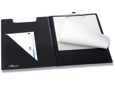 Clipboard, Sort, Med forside, A4, Durable