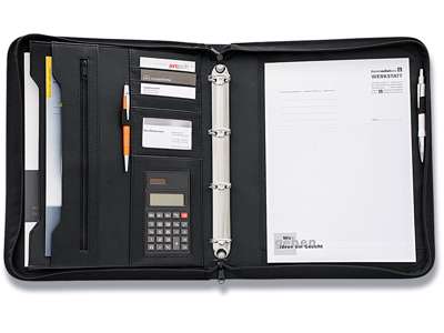 Konferencemappe, Med lommeregner, Sort, A4, Wedo 