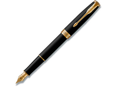 Fyldepen, Medium spids, Sort, Med Guld Trim, Parker Sonnet Matte Black