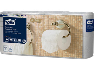 Toiletpapir, Udvendig oprulning, 3 lag, 56 ruller, Tork Premium Extra Soft T4