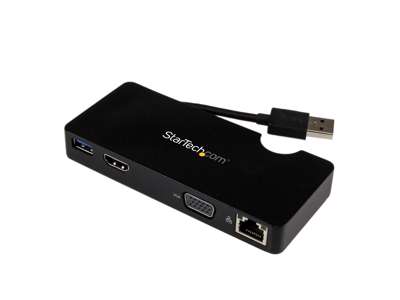 StarTech.com USB3SMDOCKHV dockingstation Ledningsført USB 3.2 Gen 1 (3.1 Gen 1) Type-A Sort