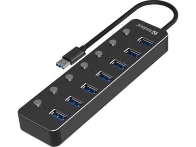 Sandberg 134-33 interface hub USB 3.2 Gen 1 (3.1 Gen 1) Type-A 5000 Mbit/s Sort