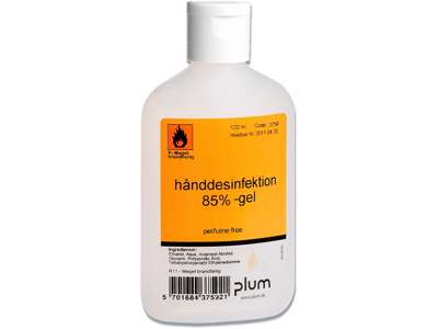 Hånddesinfektion, Gel, 120 ml, Flaske med klaplåg, Plum 85%