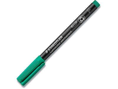 Marker, Rund spids, 0.6 mm, Grøn, Staedtler Lumocolor 318 F