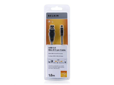 Belkin USB 2.0 A/Mini USB B, 1.8m USB-kabel 1,8 m USB A Mini-USB B Sort