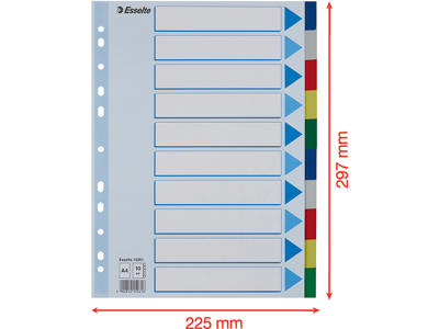 Faneblade, A4, 10-delt, Flerfarvet, Esselte 