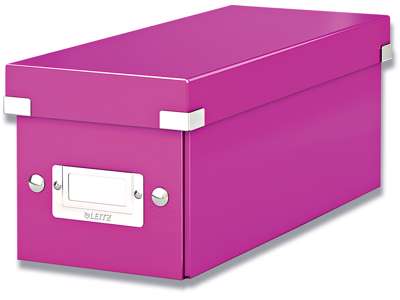 CD opbevaring, Kasse med låg, 30 standard eller 60 smalle med cover, Metallic pink, Leitz Click & Store WOW 