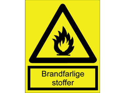 Advarselsskilt, A4, Plast, "Brandfarlige stoffer", OX-ON