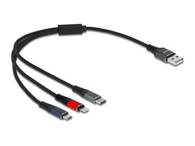 DeLOCK 87236 USB-kabel USB 2.0 0,3 m USB A Micro-USB B/Lightning/Apple 30-pin Sort, Blå, Grøn, Rød