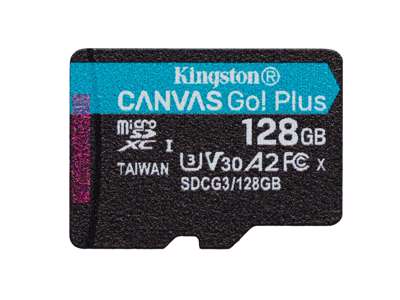 Kingston Technology 128 GB microSDXC Canvas Go Plus 170R A2 U3 V30, enkelt pakke uden ADP