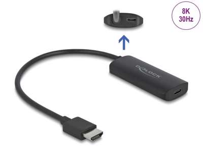 DeLOCK 64212 videokabel adapter 0,18 m HDMI Type A (Standard) USB Type-C + Micro-USB Sort