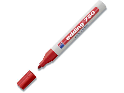 Paint marker, 2-4 mm, Rød, Rund spids, Edding Paint 750