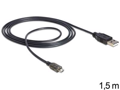 DeLOCK USB 2.0-A - USB micro-B, 1.5m USB-kabel 1,5 m USB A Micro-USB B Sort