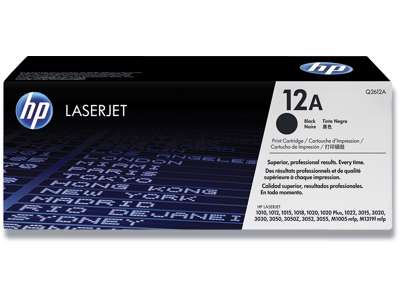 Toner, 12A, Black-sort, 2.000 sider, HP Q2612A