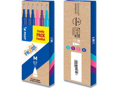 Rollerball gelpen refill, 0.7 mm, 0.35 mm, 3xblå, 1xpink, 1xviolet, 1xlyseblå, Pilot FriXion BLS-FR7-S6-3