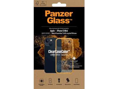 Cover, iPhone 13 Mini, Case, Transparant med Tangerine ramme, PanzerGlass Antibacterial - ClearCase 