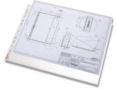 Plastlomme, A3, Åben top-tværformat, 0.085 mm, 10 stk, Esselte 