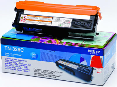 Toner, TN325C, Cyan-blå, 3.500 sider, Brother 