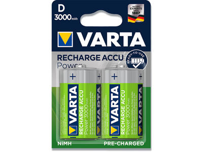 Batteri, D, 1.2 V, 2 stk, Varta Recharge Power