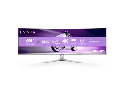 Philips Evnia 8000 49M2C8900L/00 computerskærm 124,2 cm (48.9") 5120 x 1440 pixel Dual QHD QDOLED Hvid