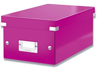 DVD opbevaring, Kasse med låg, 20 standard eller 40 smalle med cover, Metallic pink, Leitz Click & Store WOW 