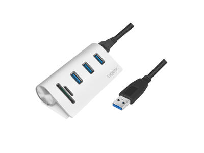 LogiLink CR0045 interface hub USB 3.2 Gen 1 (3.1 Gen 1) Type-A 5000 Mbit/s Sølv