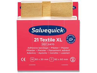 Plaster, Tekstil, 21 plastre pr refill, 6 pakker refill, Salvequick 