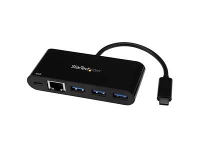 StarTech.com HB30C3AGEPD dockingstation Ledningsført USB 3.2 Gen 1 (3.1 Gen 1) Type-C Sort