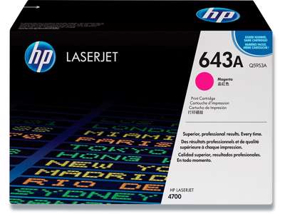 Toner, 643A, Magenta-rød, 10.000 sider, HP Q5953A