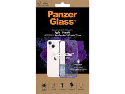 Cover, iPhone 13, Case, Transparant med Grape ramme, PanzerGlass Antibacterial - ClearCase 