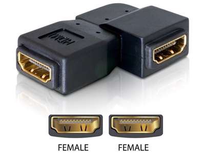 DeLOCK Adapter HDMI female > HDMI female 90° left HDMI 1.3 Sort